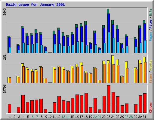 Daily usage for January 2001