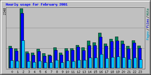 Hourly usage for February 2001